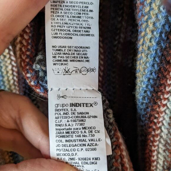 ZARA Rainbow knit open front Wool blend bell sleeves cardigan Medium - Picture 7 of 10